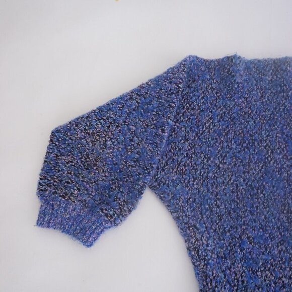 Vintage Allana Fantasia Blue Black Knit Crewneck Sweater Med - Picture 8 of 10